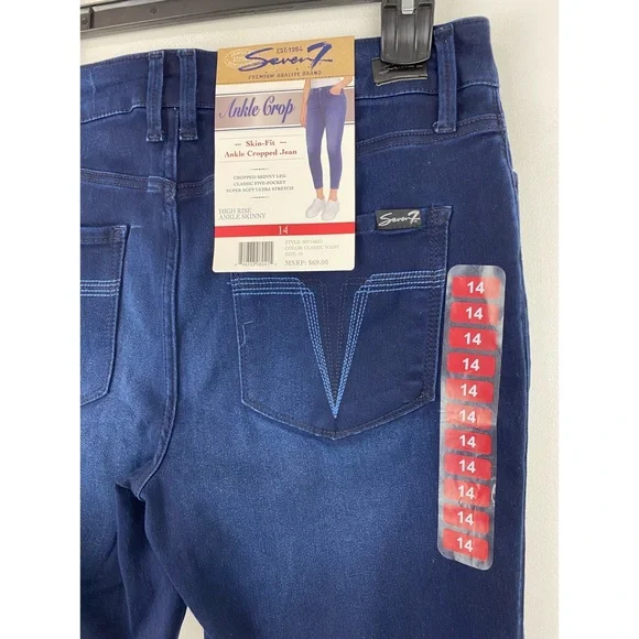 Seven7 size 14 Women’s Blue Denim High Rise Skinny Ankle Crop Jeans - Picture 4 of 6